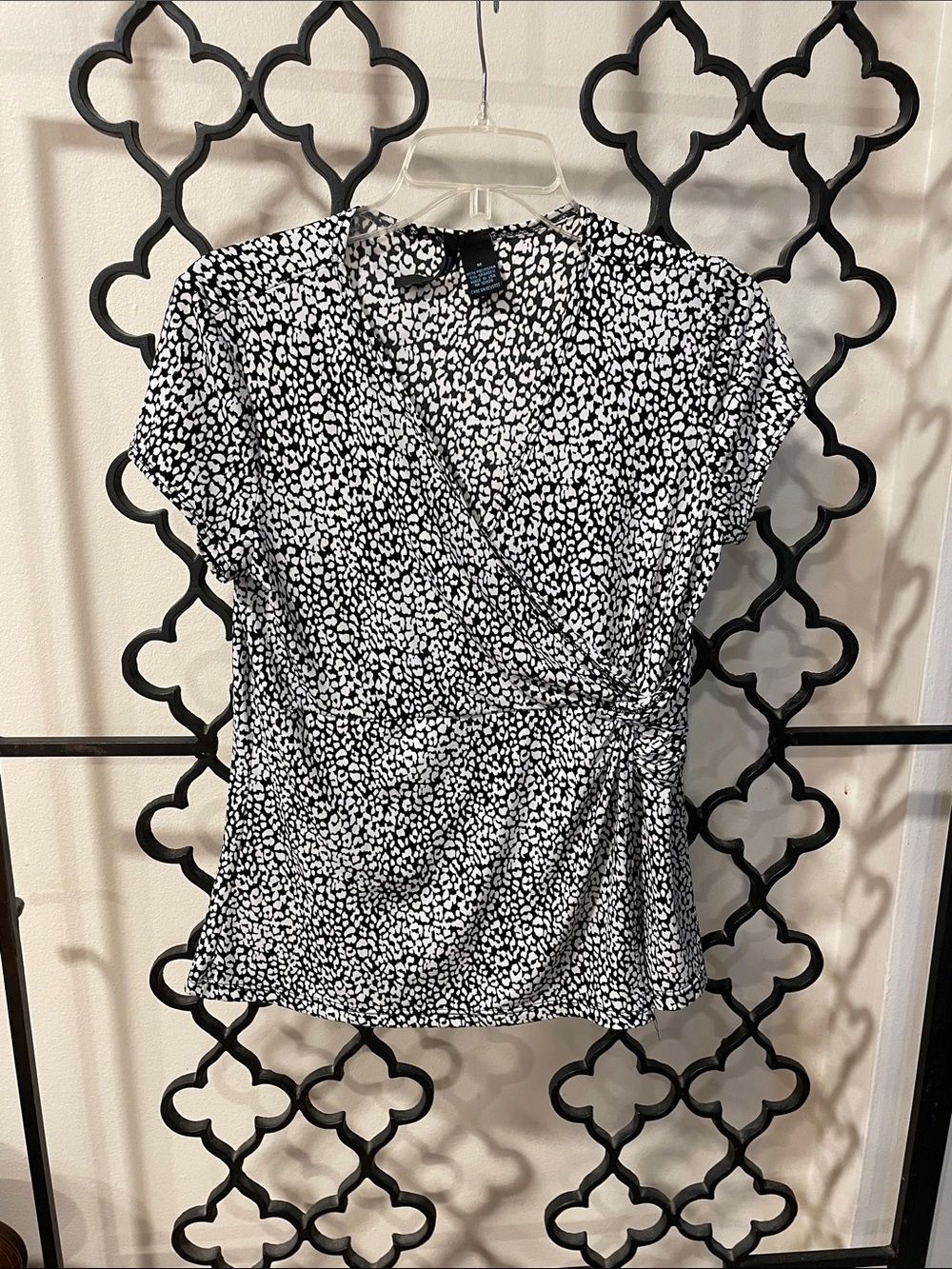Saint Tropez West Black and White Printed Wrap Blouse